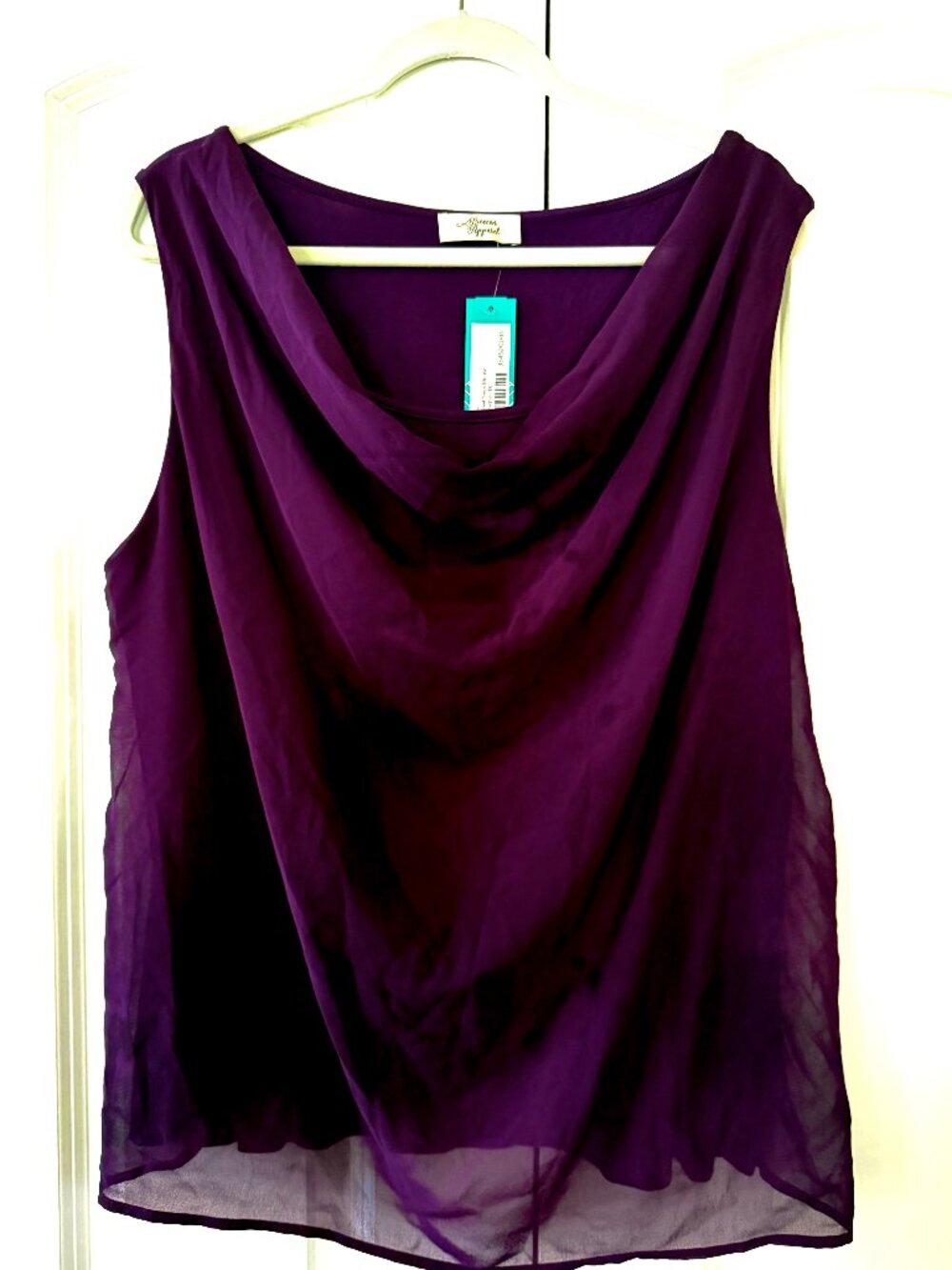 Beacon Apparel Tara Cowl Neck Blouse | Dark Purple | Size 1X | NWT